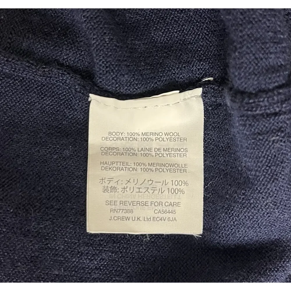 J. Crew Tippi Merino Wool Embroidered Classic Sweater Preppy Heritage Size XS